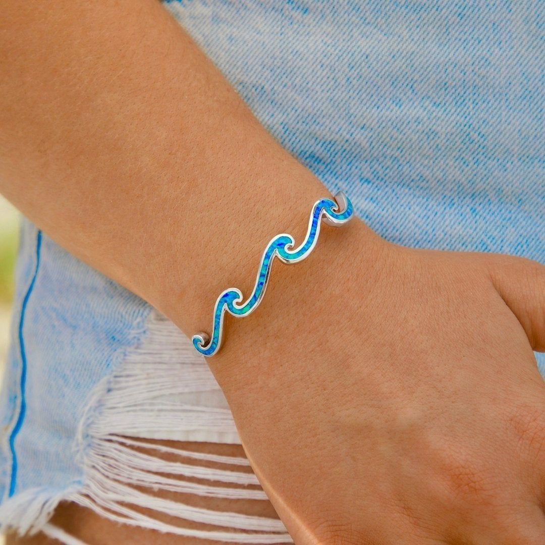 Pulseira Wave Blue Opal em prata 925